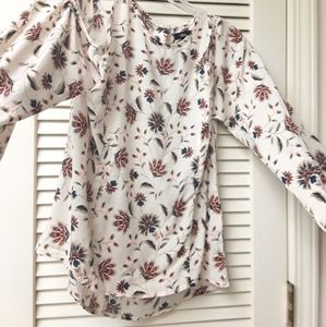 Beige Boho Floral Keyhole top Luca